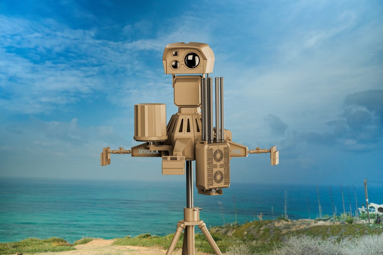 SkyDefender counter-UAS system on a coastal site