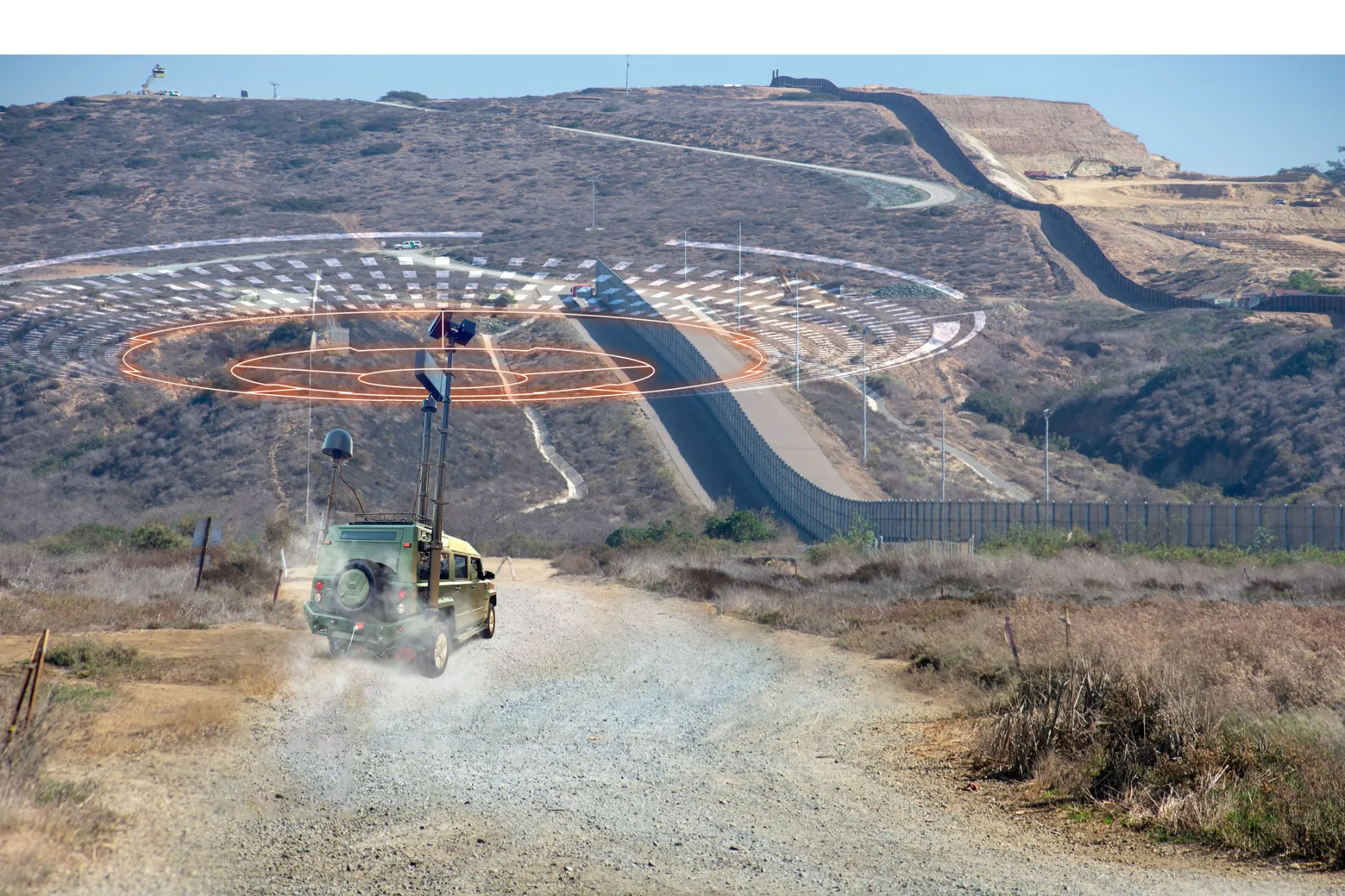 Layered detection coverage over a border road